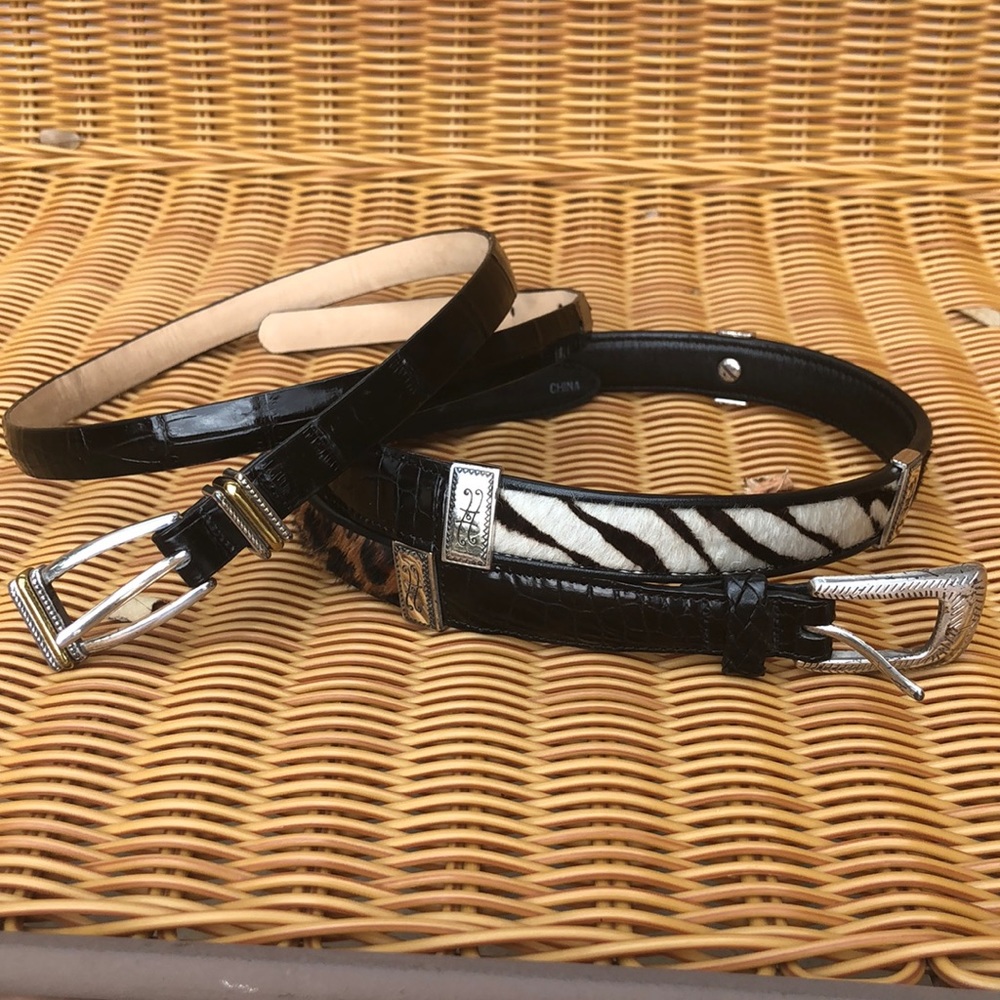 Brighton animal print & solid black leather belts 2 for 1 size M 30